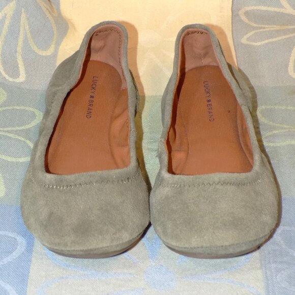 Lucky Brand LP-Erin Muted Olive Suede Ballet Flats Size 7.5 - Picture 4 of 6